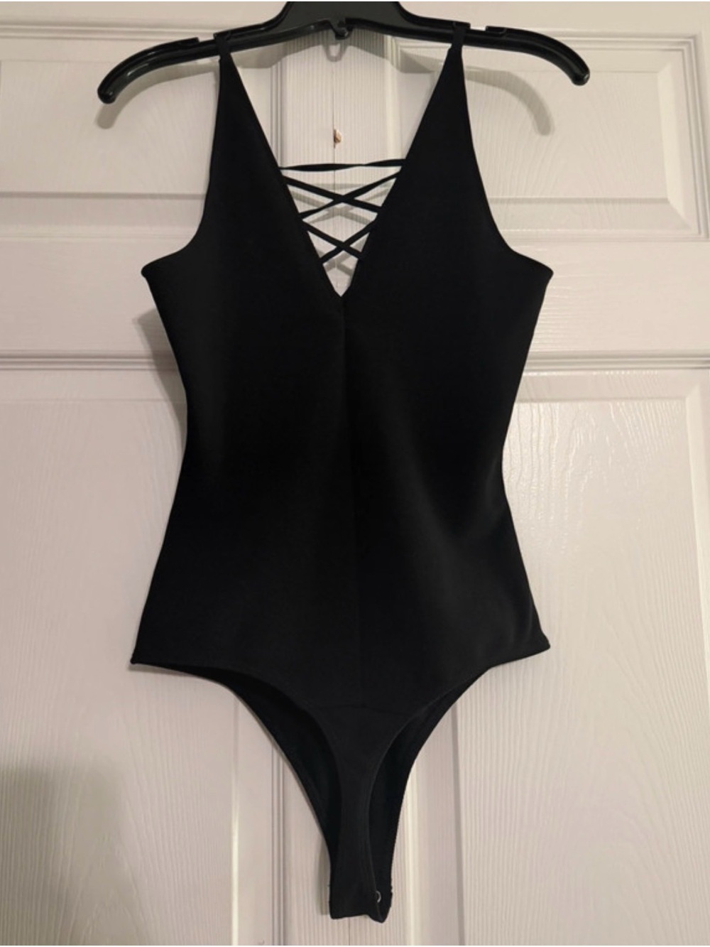 Express Black Lace-Up Front Bodysuit - Picture 3 of 4